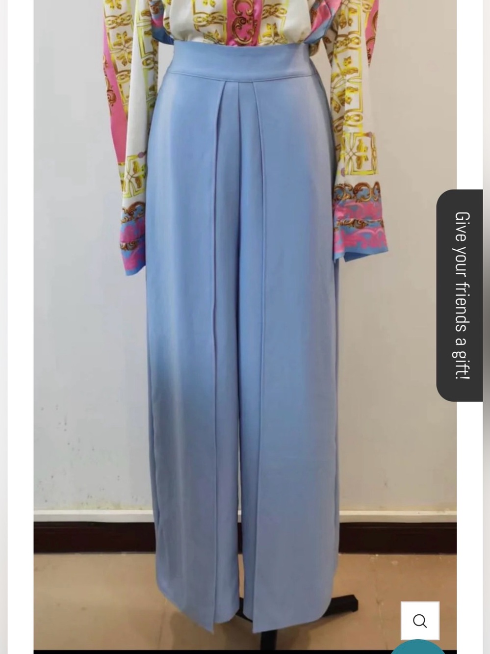 Believe Greek apparel and accessories tilted High-Waist Wide-Leg Pants blue